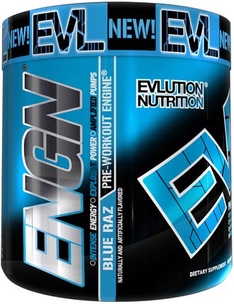 ENGN Pre-Workout, Blue Raz, 8.9 oz (252 g) by EVLution Nutrition, 運動，鍛煉，肌肉 HK 香港