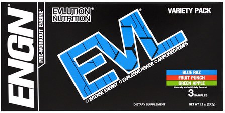 ENGN Pre-Workout Engine, Variety Pack, 3 Packets, 0.4 oz (11.2 g) Each by EVLution Nutrition, 健康，能量，運動 HK 香港