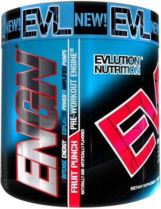 ENGN Pre-Workout, Fruit Punch, 9.1 oz (258 g) by EVLution Nutrition, 運動，鍛煉，肌肉 HK 香港