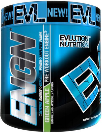 ENGN Pre-Workout, Green Apple, 8.5 oz (240 g) by EVLution Nutrition, 運動，鍛煉，肌肉 HK 香港