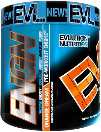 ENGN Pre-Workout, Orange Dream, 8.7 oz (246 g) by EVLution Nutrition, 運動，鍛煉，肌肉 HK 香港