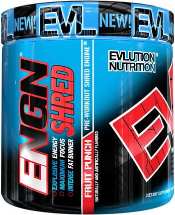 ENGN Shred, Pre-Workout, Fruit Punch, 8.4 oz (237 g) by EVLution Nutrition, 健康，能量，運動 HK 香港