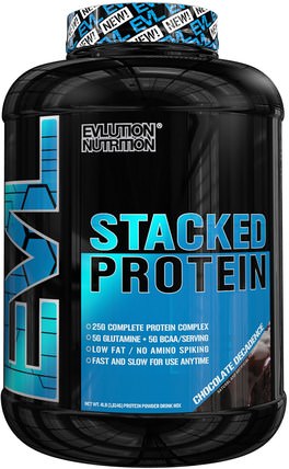 Stacked Protein, Chocolate Decadence, 4 lb (1.813 g) by EVLution Nutrition, 運動，補品，乳清蛋白 HK 香港