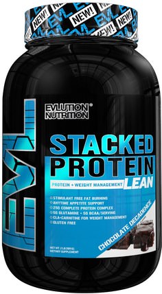 Stacked Protein Lean, Chocolate Decadence, 2 lb (909 g) by EVLution Nutrition, 運動，補品，乳清蛋白 HK 香港