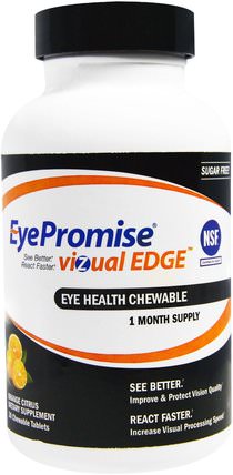 Vizual Edge, Eye Health Chewable, Orange Citrus, 30 Chewable Tablets by EyePromise, 健康，眼保健，視力保健，視力 HK 香港