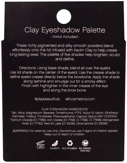 眼睛 - E.L.F. Cosmetics, Clay Eyeshadow Palette, Saturday Sunsets, 0.26 oz (7.5 g )