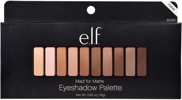 眼睛 - E.L.F. Cosmetics, Mad for Matte, Eyeshadow Palette, 0.49 oz (14 g)