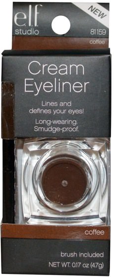眼睛 - E.L.F. Cosmetics, Studio Cream Eyeliner, Coffee, 0.17 oz (4.7 g)