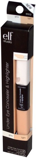 眼睛 - E.L.F. Cosmetics, Under Eye Concealer & Highlighter, Glow/Light, 0.17 oz (5 g)/0.17 oz (5 g)