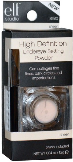 眼睛 - E.L.F. Cosmetics, Undereye Setting Powder, High Definition, Sheer, 0.04 oz (1.2 g)