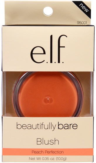 面對 - E.L.F. Cosmetics, Beautifully Bare, Blush, Peach Perfection, 0.35 oz (10.0 g)