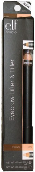 面對 - E.L.F. Cosmetics, Eyebrow Lifter & Filler, Ivory/Medium.07 oz (1.95 g)/ 0.9 oz (2.5 g)