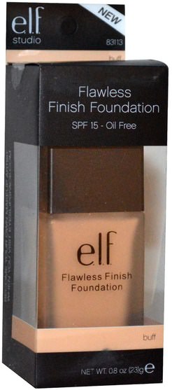 面對 - E.L.F. Cosmetics, Flawless Finish Foundation, SFP 15, Oil Free, Buff, 0.68 oz (20 ml)