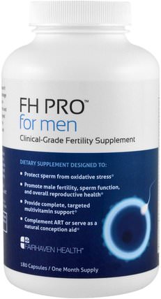 FH Pro for Men, Clinical Grade Fertility Supplement, 180 Capsules by Fairhaven Health, 健康，男人 HK 香港
