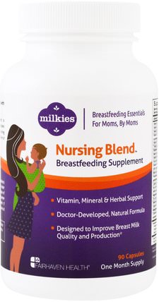 Milkies, Nursing Blend Breastfeeding Supplement, 90 Veggie Caps by Fairhaven Health, 兒童健康，嬰兒餵養，母乳喂養，兒童食品 HK 香港