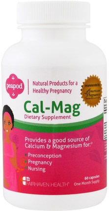 Peapod, Cal-Mag, 60 Capsules by Fairhaven Health, 補品，礦物質，鈣和鎂，健康，女性 HK 香港