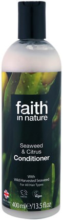 Conditioner, For All Hair Types, Seaweed & Citrus, 13.5 fl oz (400 ml) by Faith in Nature, 洗澡，美容，頭髮，頭皮，護髮素 HK 香港