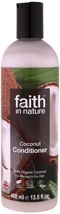 Conditioner, For Normal to Dry Hair, Coconut, 13.5 fl oz (400 ml) by Faith in Nature, 洗澡，美容，頭髮，頭皮，護髮素 HK 香港