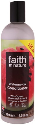 Conditioner, For Normal to Dry Hair, Watermelon, 13.5 fl oz (400 ml) by Faith in Nature, 洗澡，美容，頭髮，頭皮，護髮素 HK 香港