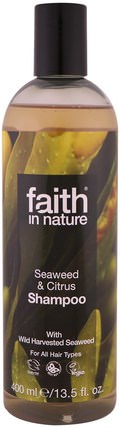 Shampoo, For All Hair Types, Seaweed & Citrus, 13.5 fl. oz (400 ml) by Faith in Nature, 洗澡，美容，頭髮，頭皮 HK 香港
