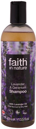 Shampoo, For Normal to Dry Hair, Lavender & Geranium, 13.5 fl oz (400 ml) by Faith in Nature, 洗澡，美容，頭髮，頭皮 HK 香港