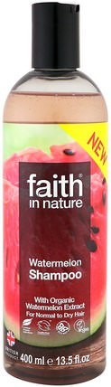 Shampoo, For Normal to Dry Hair, Watermelon, 13.5 fl oz (400 ml) by Faith in Nature, 洗澡，美容，頭髮，頭皮 HK 香港