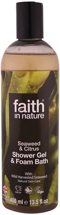 Shower Gel & Foam Bath, Seaweed & Citrus, 13.5 fl oz (400 ml) by Faith in Nature, 洗澡，美容，沐浴露 HK 香港