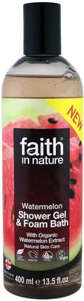 Shower Gel & Foam Bath, Watermelon, 13.5 fl oz (400 ml) by Faith in Nature, 洗澡，美容，沐浴露 HK 香港