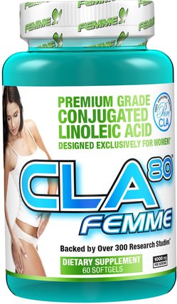 CLA80, 1.000 mg, 60 Softgels by FEMME, 減肥，飲食，cla（共軛亞油酸），cla，運動，女性運動產品 HK 香港
