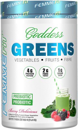 Goddess Greens, Acai + Spirulina + Chlorella Superfood Mix, Berry Delicious, 11.3 oz (320 g) by FEMME, 補品，超級食品，綠色蔬菜 HK 香港