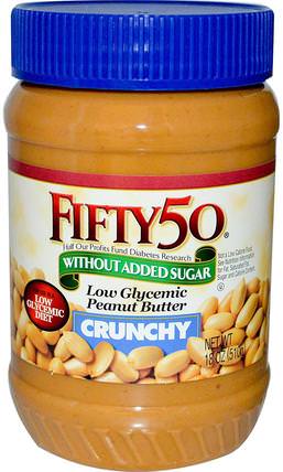 Low Glycemic Peanut Butter, Crunchy, 18 oz (510 g) by Fifty 50, 食物，花生醬 HK 香港