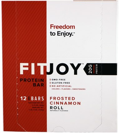 Protein Bar, Frosted Cinnamon Roll, 12 Bars, 2.11 oz (60 g) Each by FITJOY, 運動，蛋白質棒 HK 香港