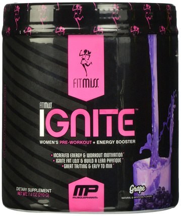 Ignite, Grape, 7.4 oz (210 g) by FitMiss, 運動，女子運動產品 HK 香港