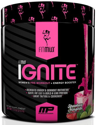 Ignite, Strawberry Margarita, 8.46 oz (240 g) by FitMiss, 運動，女性運動產品，鍛煉 HK 香港