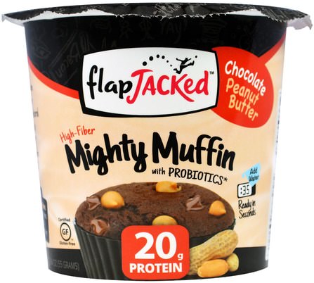 Mighty Muffin With Probiotics, Chocolate Peanut Butter, 1.94 oz (55 g) by FlapJacked, 強大的鬆餅 HK 香港