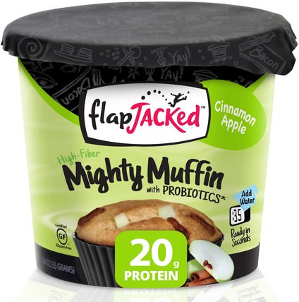 Mighty Muffin, with Probiotics, Cinnamon Apple, 1.94 oz (55 g) by FlapJacked, 強大的鬆餅 HK 香港