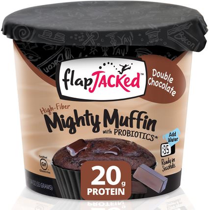 Mighty Muffin with Probiotics, Double Chocolate, 1.94 oz (55 g) by FlapJacked, 強大的鬆餅 HK 香港