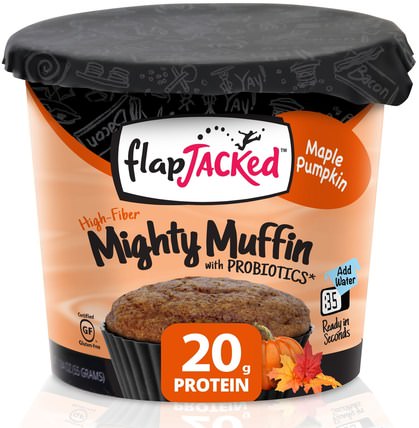 Mighty Muffin, with Probiotics, Maple Pumpkin, 1.94 oz (55 g) by FlapJacked, 強大的鬆餅 HK 香港