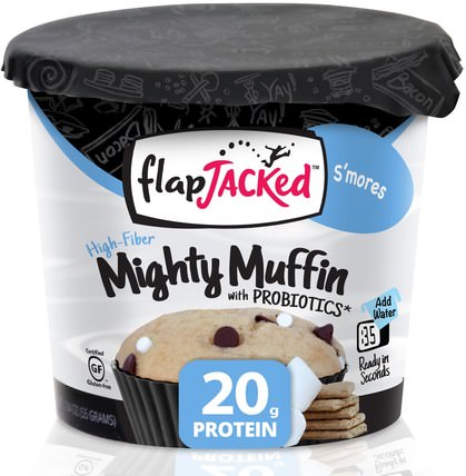Mighty Muffin, with Probiotics, Smores, 1.94 oz (55 g) by FlapJacked, 強大的鬆餅 HK 香港