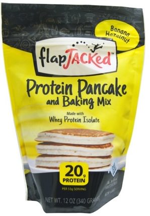 Protein Pancake and Baking Mix, Banana Hazelnut, 12 oz (340 g) by FlapJacked, 補充劑，蛋白質煎餅和烘焙混合物，食品，煎餅和華夫餅混合 HK 香港