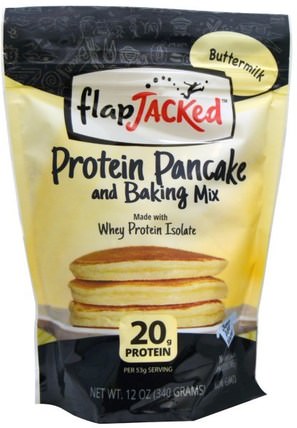 Protein Pancake and Baking Mix, Buttermilk, 12 oz (340 g) by FlapJacked, 補充劑，蛋白質煎餅和烘焙混合物，食品，煎餅和華夫餅混合 HK 香港