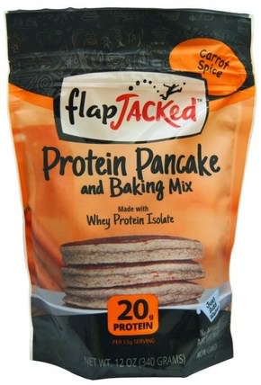 Protein Pancake and Baking Mix, Carrot Spice, 12 oz (340 g) by FlapJacked, 補充劑，蛋白質煎餅和烘焙混合物，食品，煎餅和華夫餅混合 HK 香港