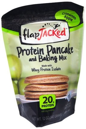 Protein Pancake and Baking Mix, Cinnamon Apple, 12 oz (340 g) by FlapJacked, 補充劑，蛋白質煎餅和烘焙混合物，食品，煎餅和華夫餅混合 HK 香港