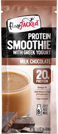 Protein Smoothie With Greek Yogurt, Milk Chocolate, 12 Packets, 1.6 oz (46 g) Each by FlapJacked, 食物，零食，蛋白質 HK 香港