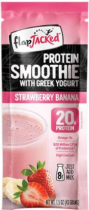 Protein Smoothie With Greek Yogurt, Strawberry Banana, 12 Packets, 1.5 oz (43 g) Each by FlapJacked, 補充劑，蛋白質 HK 香港