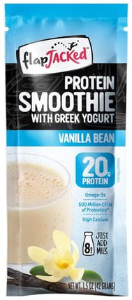 Protein Smoothie With Greek Yogurt, Vanilla Bean, 1.5 oz (42 g) by FlapJacked, 食物，零食，蛋白質 HK 香港