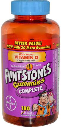 Complete, Childrens Multivitamin, 180 Gummies by Flintstones, 維生素，多種維生素，多種維生素gummies，兒童健康，兒童gummies HK 香港
