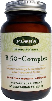B 50-Complex, 60 Veggie Caps by Flora, 維生素，維生素b複合物 HK 香港
