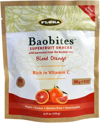 Baobites, Blood Orange, 6.17 oz (175 g) by Flora, 食物，小吃，水果提取物，超級水果 HK 香港