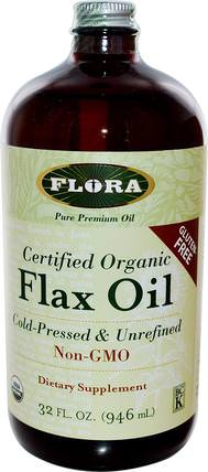 Certified Organic Flax Oil, 32 fl oz (946 ml) by Flora, 補充劑，efa omega 3 6 9（epa dha），亞麻油液體 HK 香港